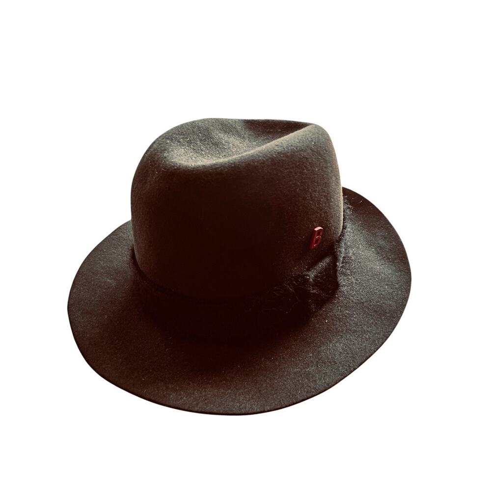 MY BOB Belgium Men’s Black Rabbit Fur Felt Fedora Hat Made In Spain